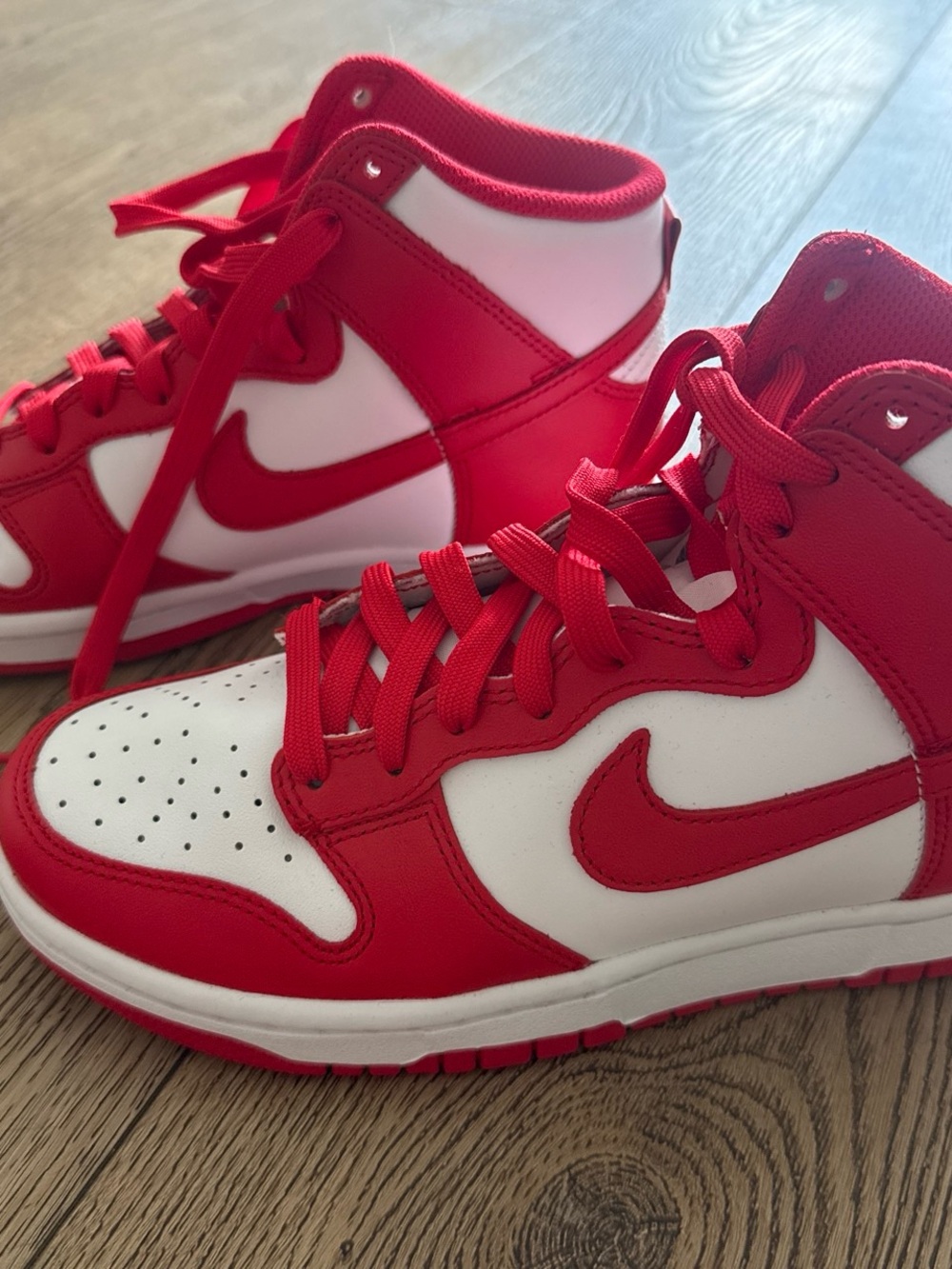 Nike Kids Red and White High-Top Sneakers